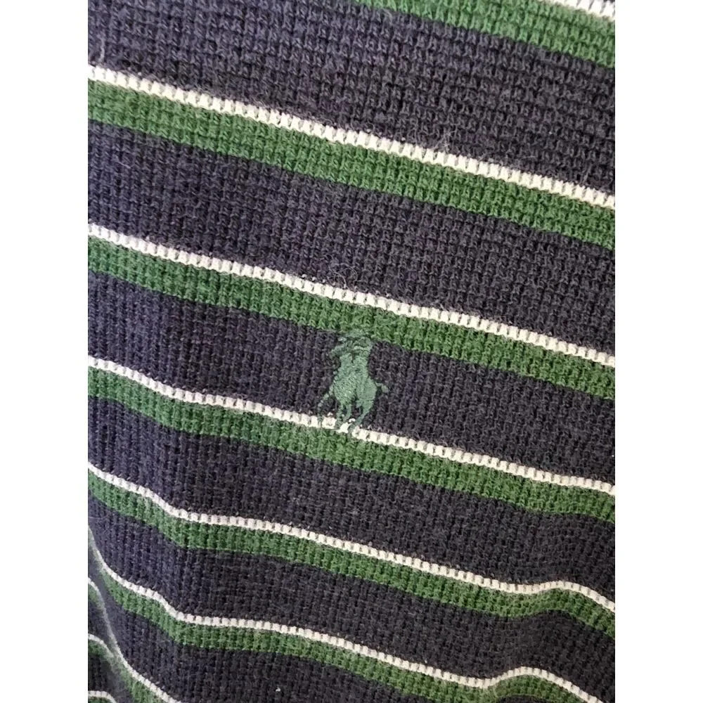 Polo Ralph Lauren Classic Fit Mens Size Large LG Polo Shirt Blue‎ Green Stripe